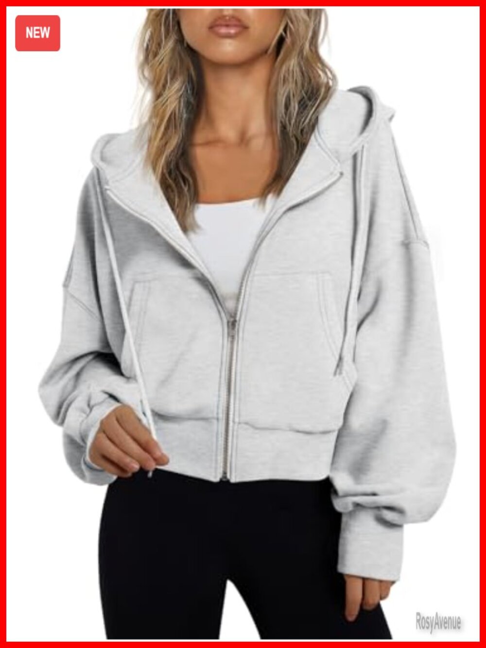 Women's Zip Up Cropped Hoodie Medium-Weight Polyester Cotton Jacket